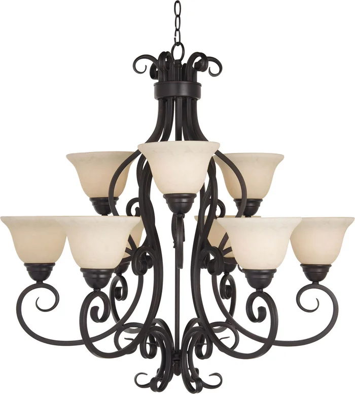 Maxim 12207FIOI Manor Nine Light Chandelier, Oil Rubbed Bronze