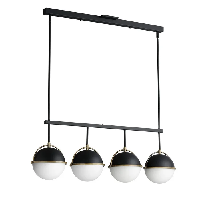 Maxim 12414SWBKWBR Duke Four Light Linear Pendant, Black/Weathered Brass
