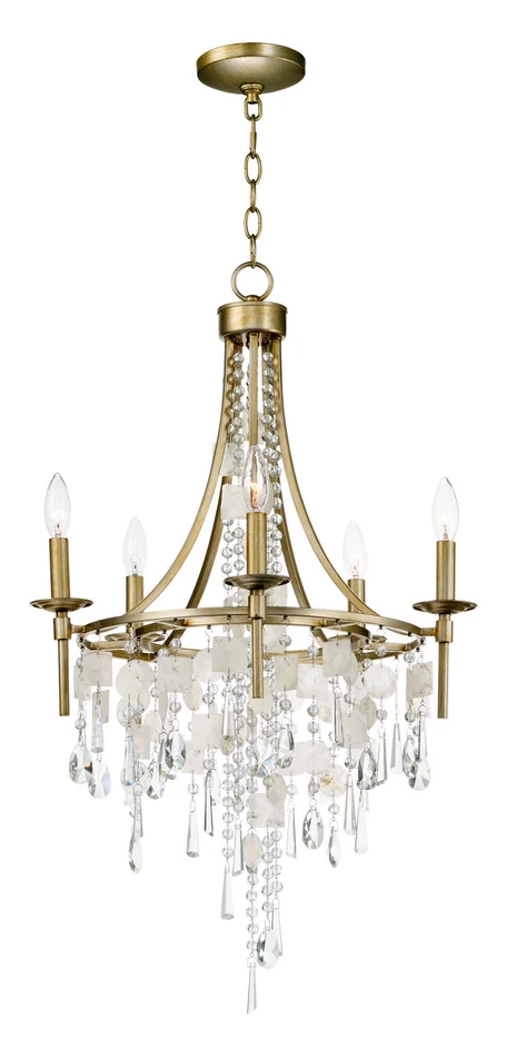 Maxim 14425CZGS Cebu Five Light Chandelier, Capiz / Gold Silver
