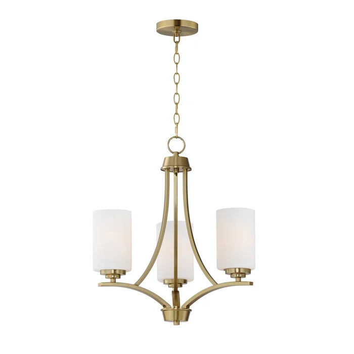Maxim 20033SWSBR Deven Three Light Chandelier, Satin Brass