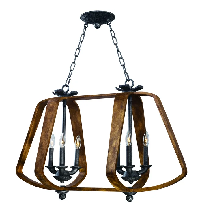 Maxim 20927BWIO Road House Six Light Chandelier, Barn Wood / Iron Ore