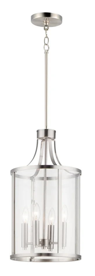 Maxim 25253CLSN Sentinel Four Light Pendant, Satin Nickel