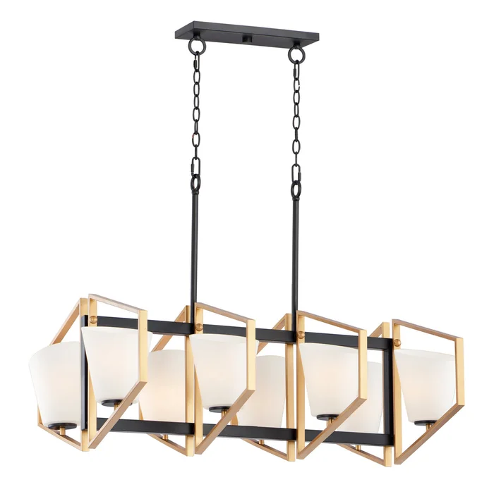 Maxim 26358SWGLDBK Oblique Eight Light Linear Pendant, Gold / Black