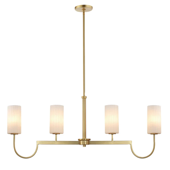 Maxim 32004SWSBR Town and Country Four Light Linear Chandelier, Satin Brass