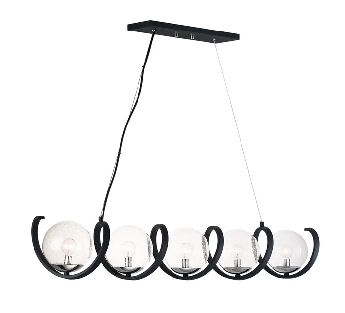 Maxim 35105CDBKPN Curlicue Five Light Pendant, Black / Polished Nickel