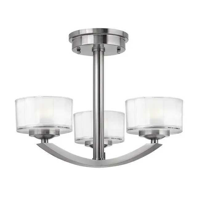 Meridian 3 Light Brushed Nickel IP44 Bathroom Ceiling Light
