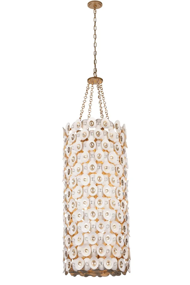 Metropolitan N1866-760 Niu 12 Light Foyer Pendant, Coconut Shell Gold / Coconut Shell White