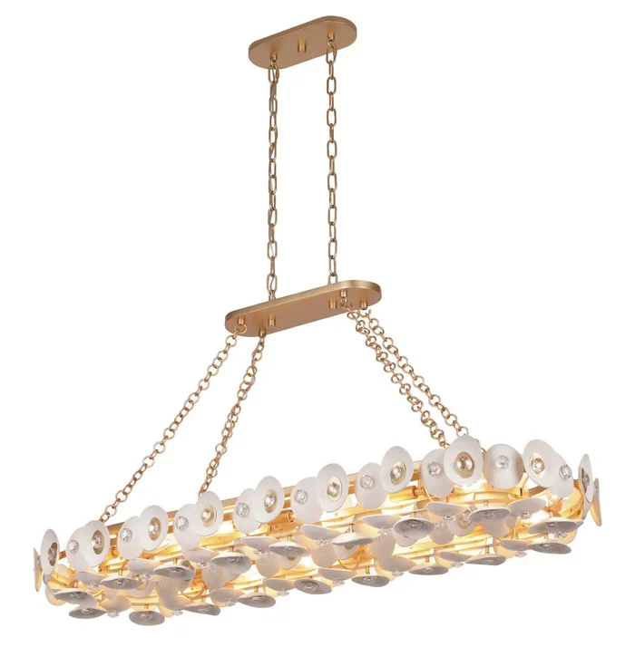 Metropolitan N1869-760 Niu 14 Light Island Pendant, Coconut Shell Gold / Coconut Shell White