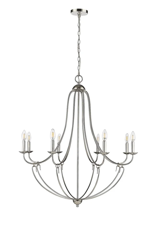Millennium 12108-PN Eisley Eight Light Chandelier, Polished Nickel