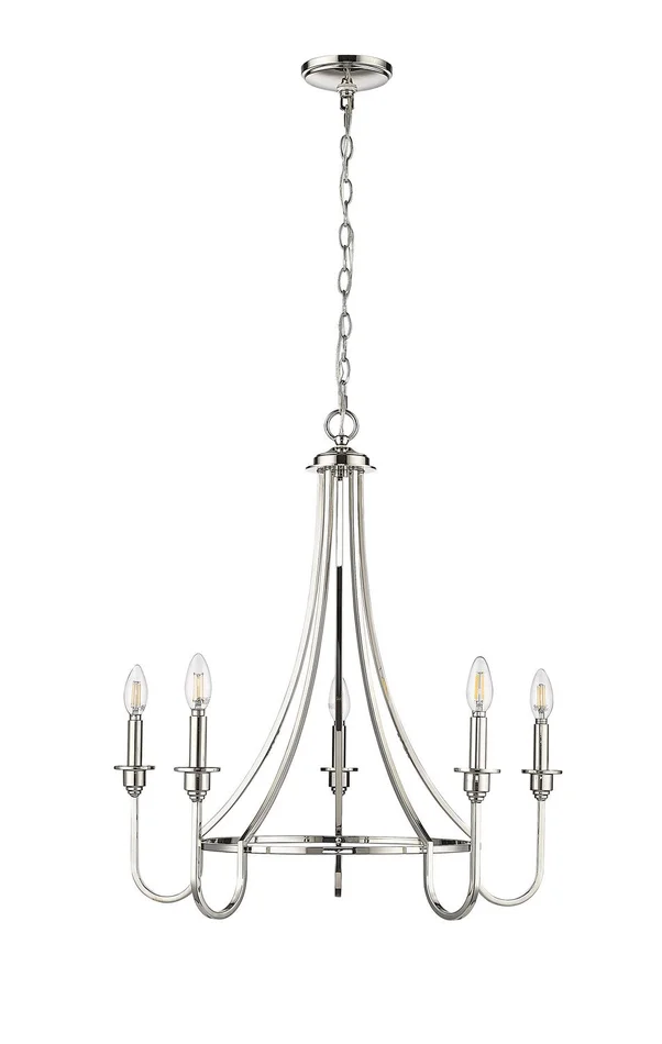 Millennium 12205-PN Artemis Five Light Chandelier, Polished Nickel