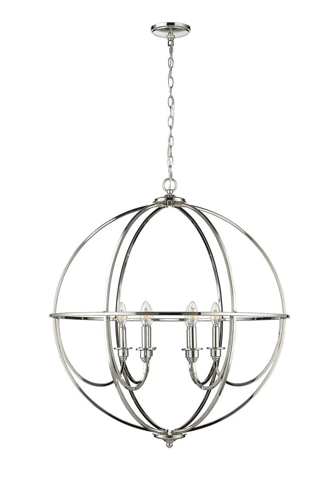 Millennium 12306-PN Artemis Six Light Chandelier, Polished Nickel