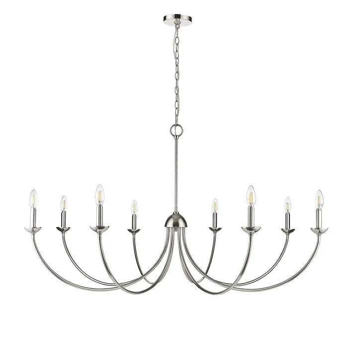 Millennium 12408-PN Huxley Eight Light Chandelier, Polished Nickel