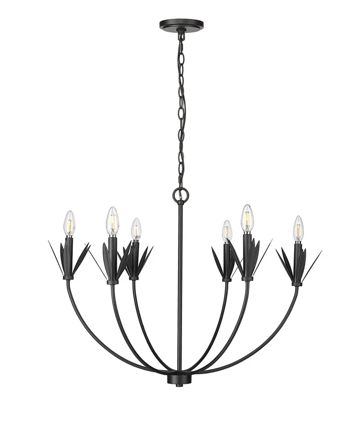 Millennium 12706-MB Primrose Six Light Chandelier, Matte Black