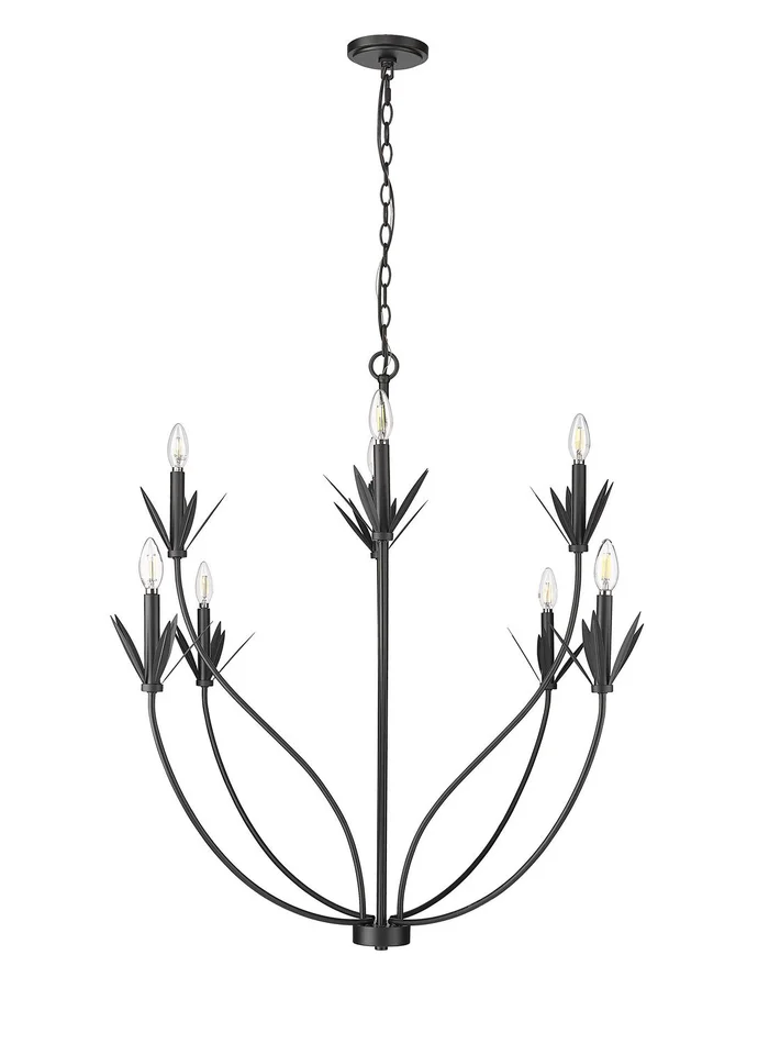 Millennium 12708-MB Primrose Eight Light Chandelier, Matte Black