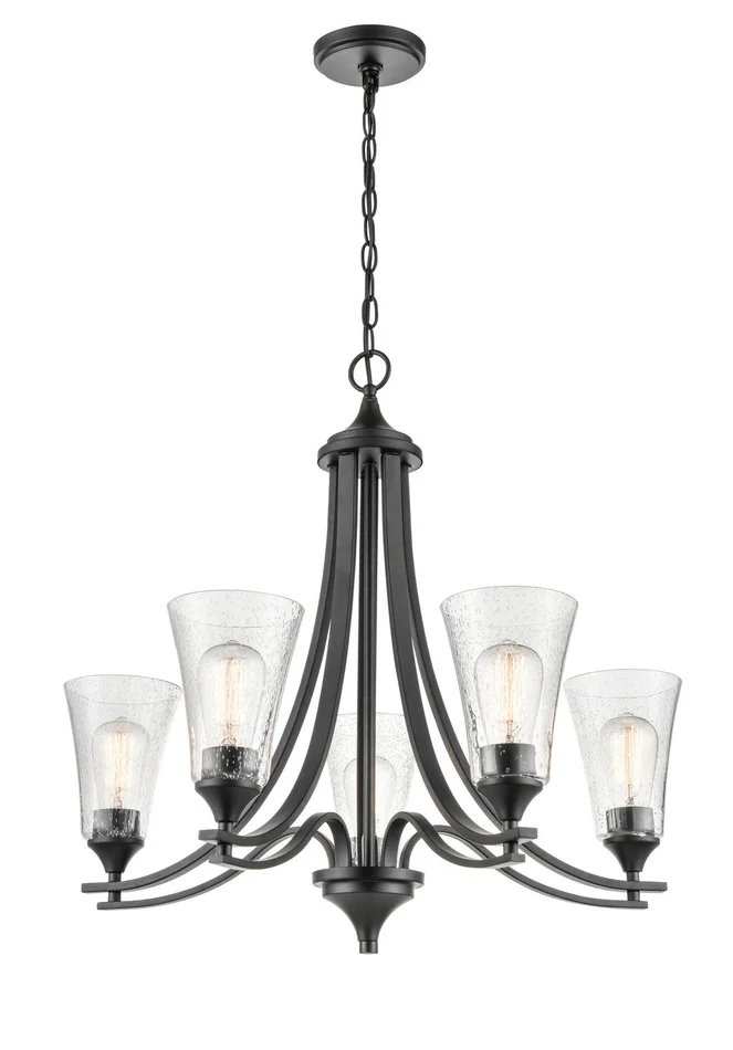Millennium 1465-MB Natalie Five Light Chandelier, Matte Black