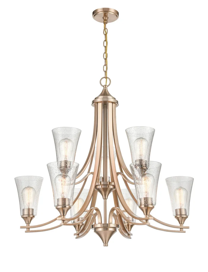 Millennium 1469-MG Natalie Nine Light Chandelier, Modern Gold