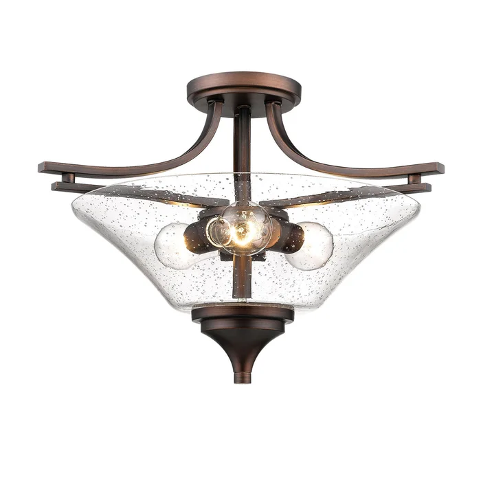 Millennium 1483-RBZ Natalie Three Light Semi-Flush Mount, Rubbed Bronze