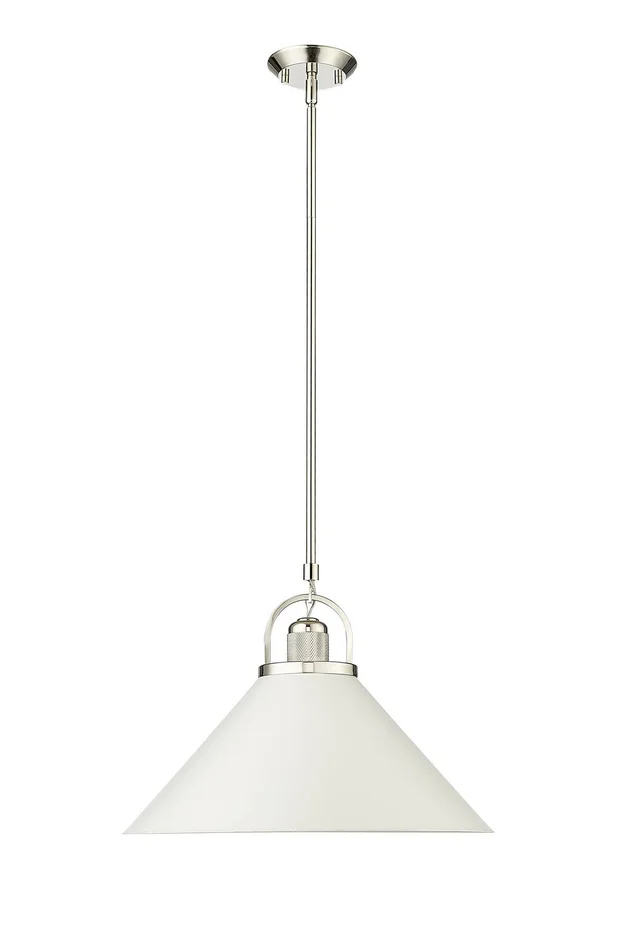 Millennium 20901-PN/MW Artistan One Light Pendant, Polished Nickel/Matte White