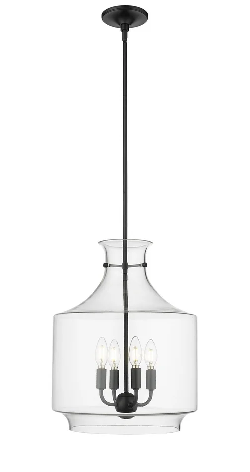 Millennium 22804-MB Mahannah Four Light Pendant, Matte Black