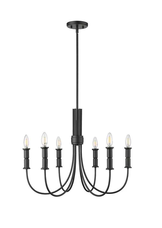 Millennium 29206-MB Potiss Six Light Chandelier, Matte Black