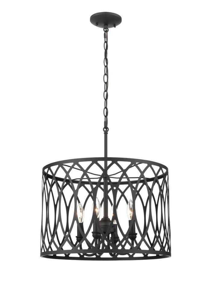 Millennium 4214-MB Arelyn Four Light Pendant, Matte Black