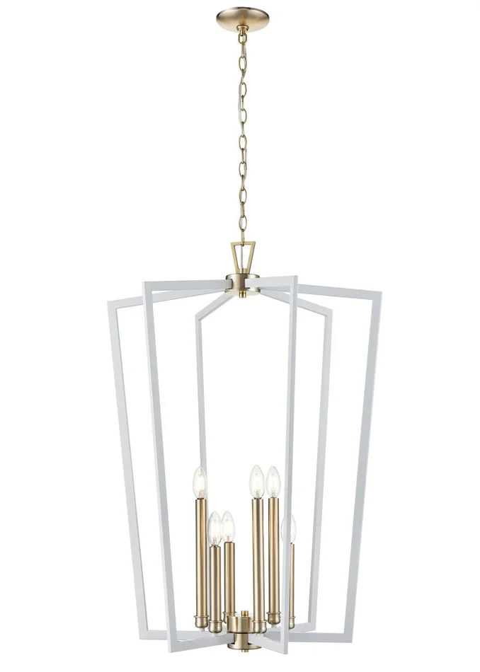 Millennium 4526-MW/MG Lizabeth Six Light Pendant, Matte White/Modern Gold