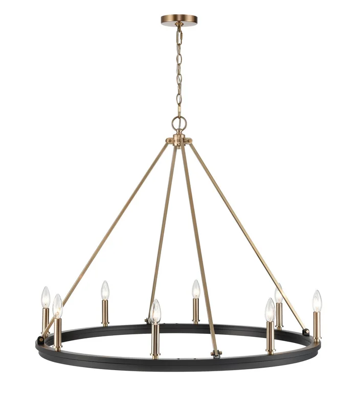 Millennium 9508-MB/MG Carruth Eight Light Chandelier, Matte Black Modern Gold