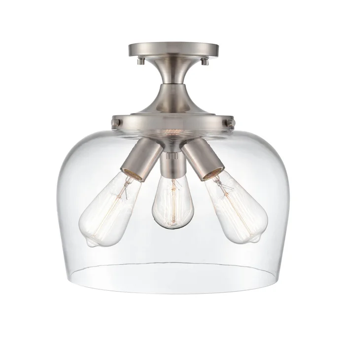 Millennium 9713-BN Ashford Three Light Semi-Flush Mount, Brushed Nickel