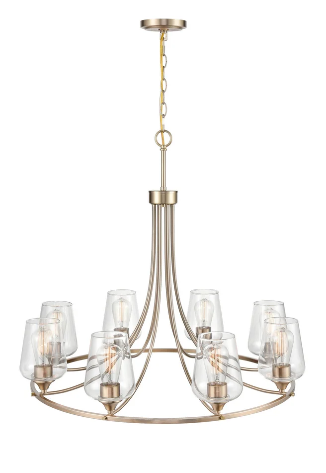 Millennium 9728-MG Ashford Eight Light Chandelier, Modern Gold