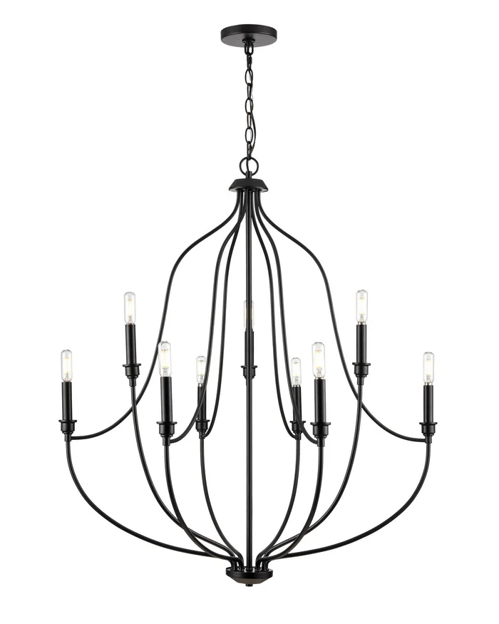Millennium 98009-MB Senoia Nine Light Chandelier, Matte Black
