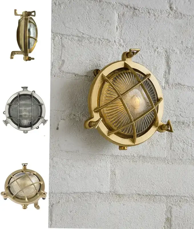 Miniature Solid Brass Marine Bulkhead Light – Porthole Style