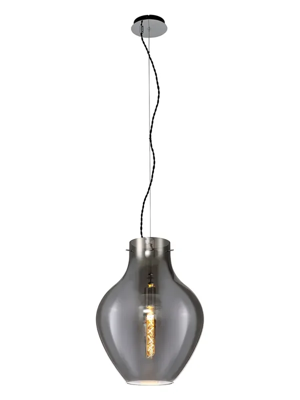 Minimalist Pendant with Braided Cable, 38cm Round, 1 x E27