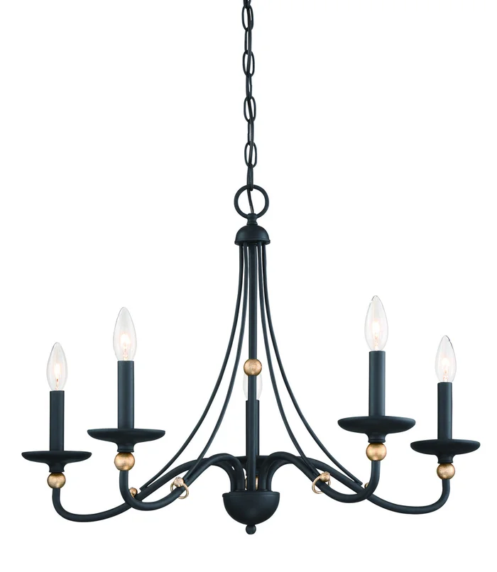 Minka-Lavery 1045-677 Westchester County Five Light Chandelier, Sand Coal With Skyline Gold Leaf