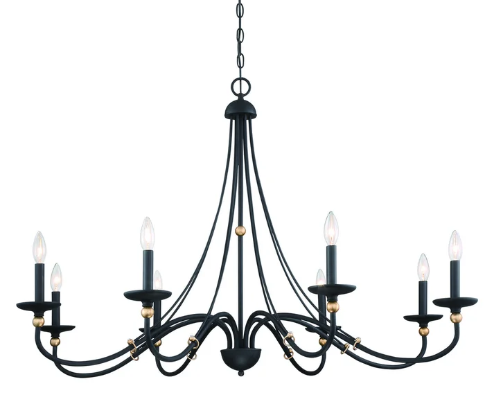 Minka-Lavery 1048-677 Westchester County Eight Light Chandelier, Sand Coal With Skyline Gold Leaf
