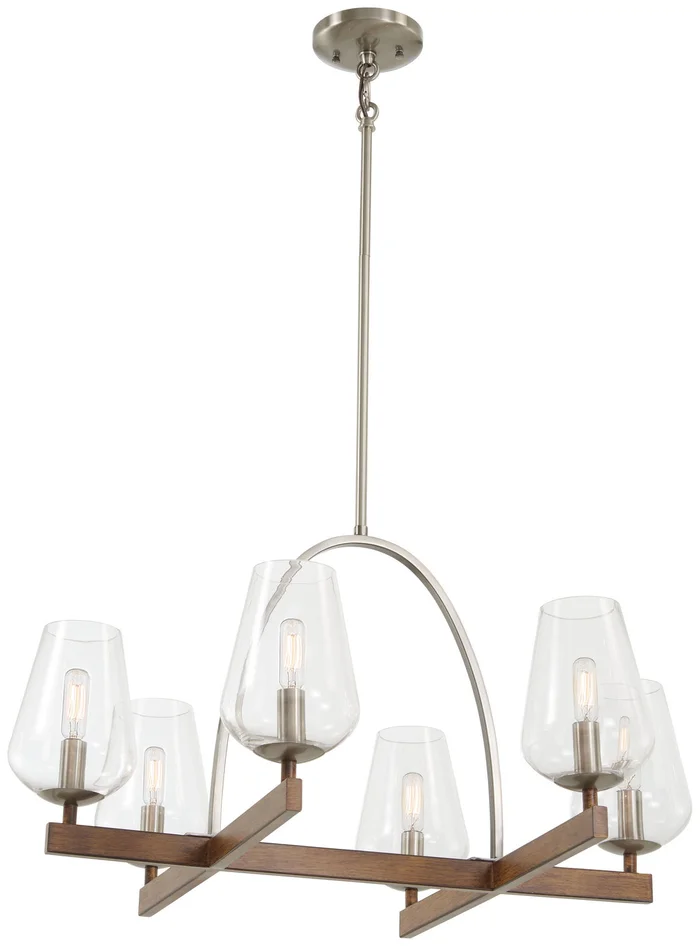 Minka-Lavery 1066-699 Birnamwood Six Light Chandelier, Koa Wood W/ Pewter