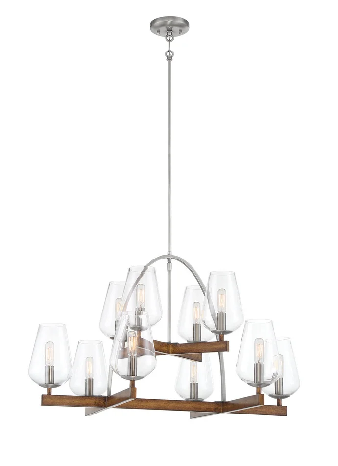 Minka-Lavery 1069-699 Birnamwood Ten Light Chandelier, Koa Wood W/ Pewter