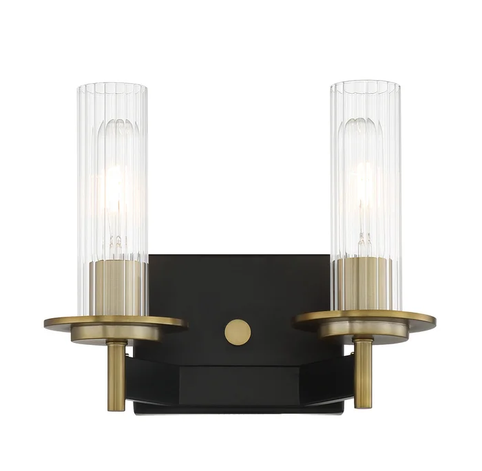 Minka-Lavery 2542-726 Baldwin Park Two Light Bath, Coal And Soft Brass