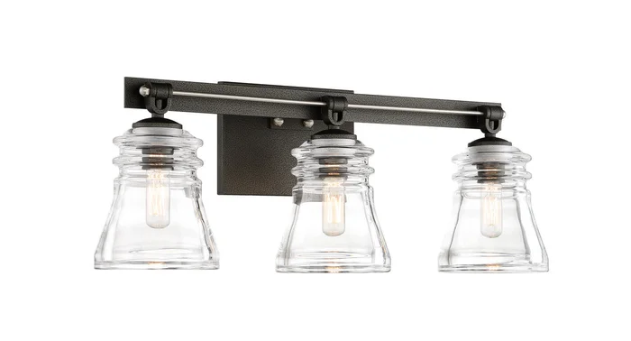 Minka-Lavery 2733-709 Graham Avenue Three Light Bath, Smoked Iron And Brushed Nickel