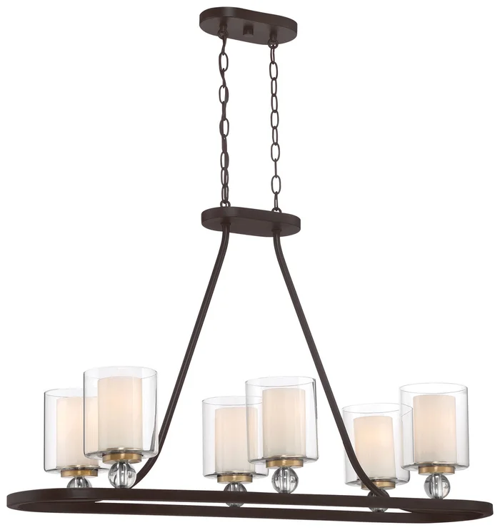 Minka-Lavery 3076-416 Studio 5 Five Light Island Pendant, Painted Bronze W/Natural Brush