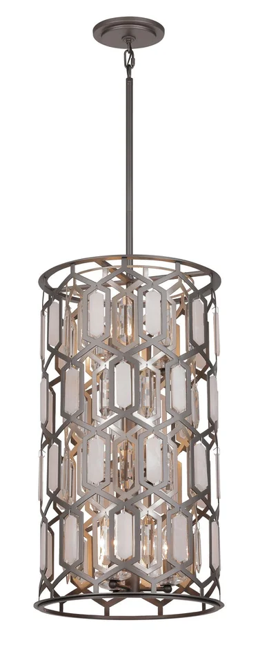 Minka Lavery 3586-795 Hexly Nine Light Foyer Pendant, Coal And Brass