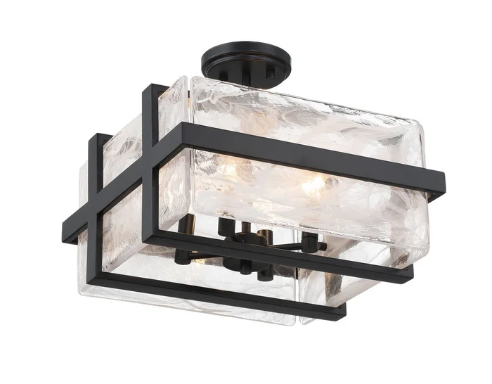 Minka Lavery 3616-66A Cloud Break Four Light Semi Flush Mount, Coal