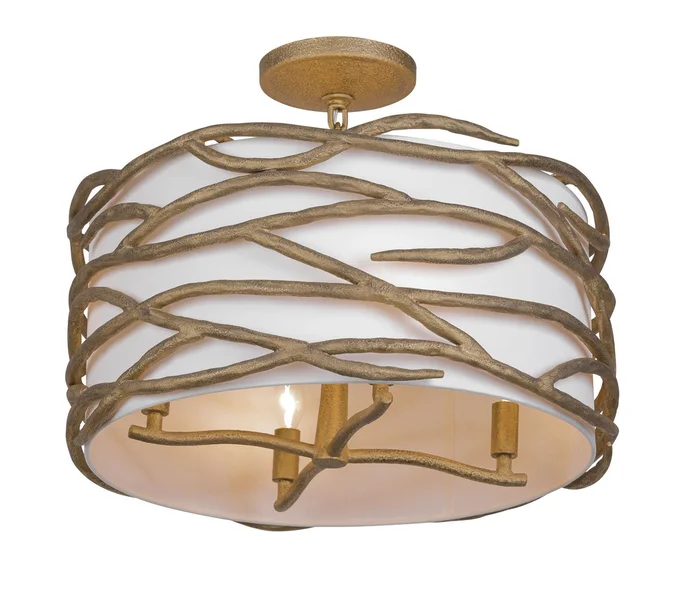 Minka Lavery 3715-788 Branch Reality Four Light Semi Flush Mount, Textured Ashen Gold