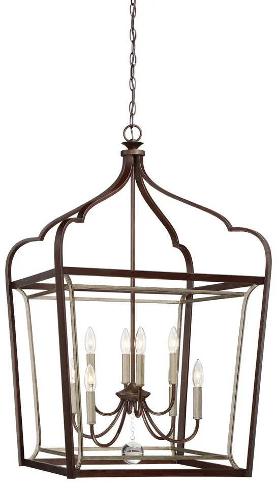 Minka-Lavery 4349-593 Astrapia Eight Light Foyer Pendant, Dark Rubbed Sienna With Aged Silver