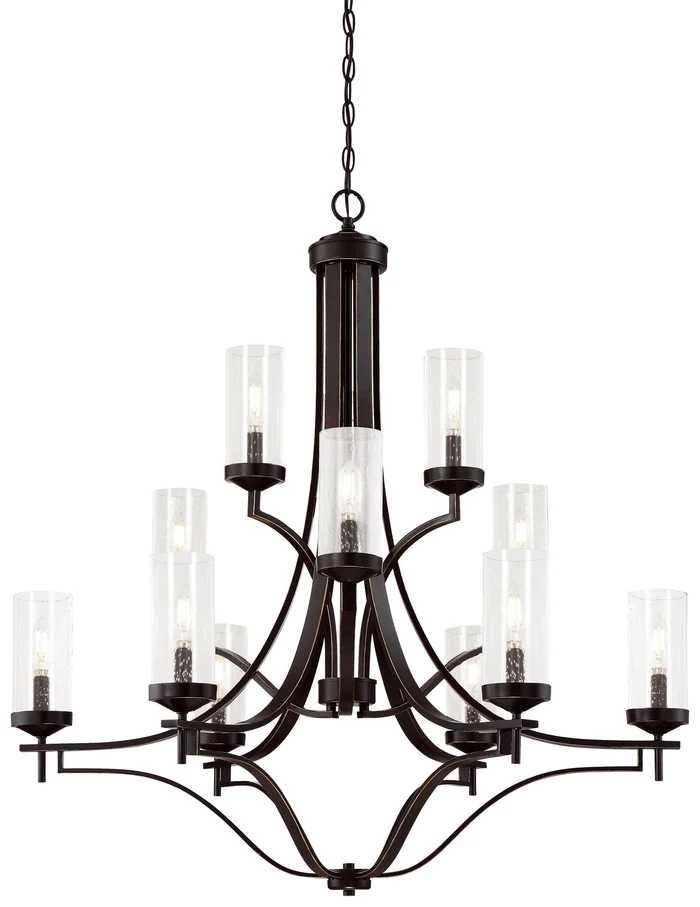 Minka-Lavery 4646-579 Elyton 12 Light Chandelier, Downton Bronze With Gold Highlights