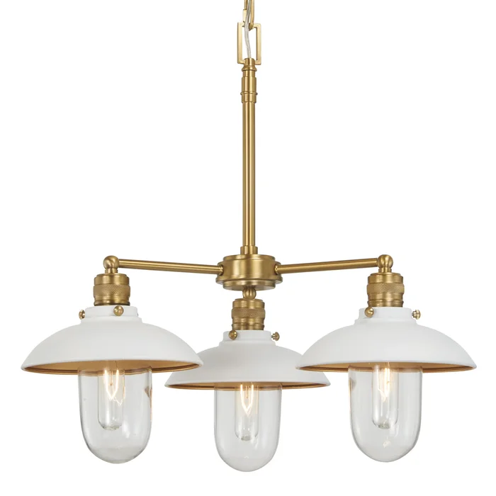 Minka-Lavery 5138-799 Downtown Edison Three Light Chandelier, White And Soft Brass
