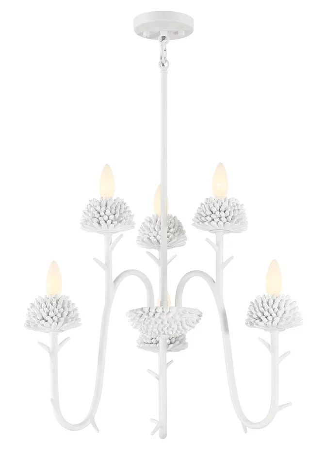 Minka-Lavery 5906-655 North Fork By Robin Baron Six Light Chandelier, Sand White