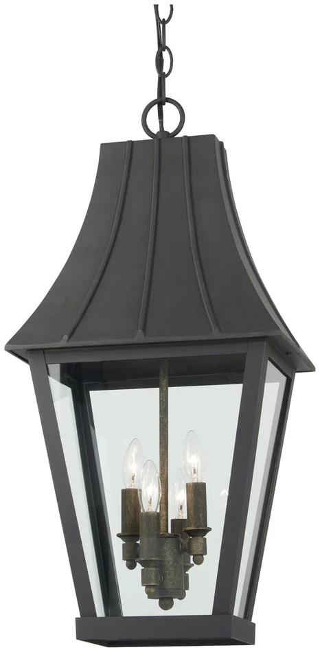 Minka-Lavery 72784-66G Chateau Grande Four Light Outdoor Hanging Lantern, Coal W/Gold