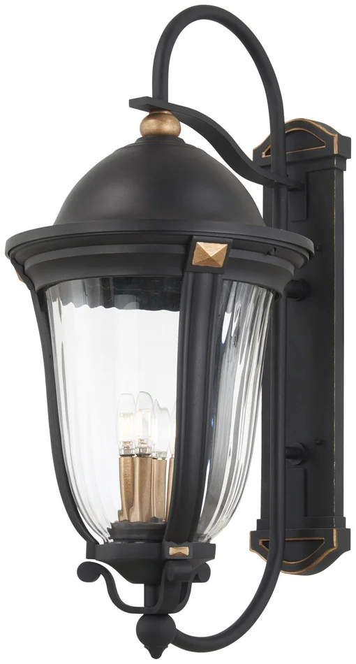 Minka-Lavery 73235-738 Peale Street Five Light Outdoor Wall Mount, Sand Coal And Vermeil Gold