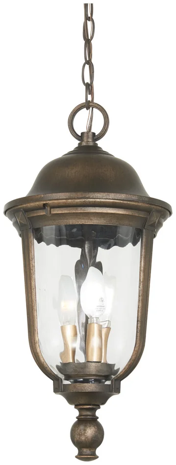 Minka-Lavery 73246-748 Havenwood Three Light Outdoor Chain Hung, Tauira Bronze And Alder Silver
