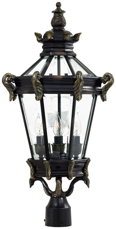 Minka-Lavery 8936-95 Stratford Hall Four Light Post Mount, Heritage W/ Gold Highlights